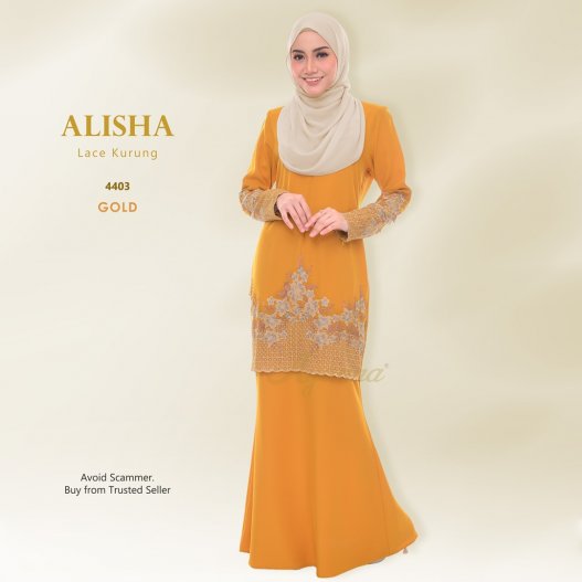 Alisha Lace Kurung 4403 (MustardGold)