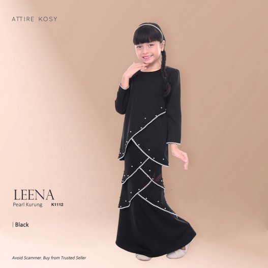 Leena Pearl Kurung K1112 (Black) 