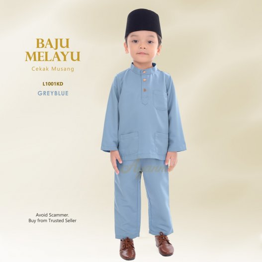 Baju Melayu Cekak Musang L1001KD (GreyBlue)