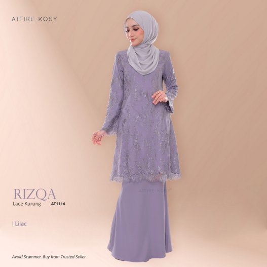 Rizqa Lace Kurung AT1114 (Lilac)