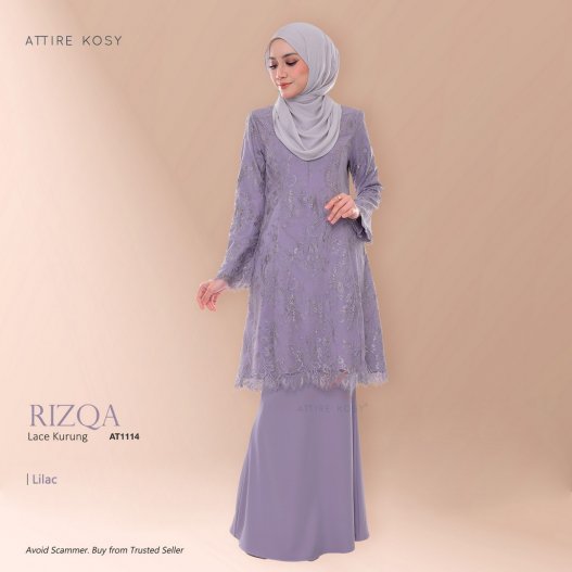 Rizqa Lace Kurung AT1114 (Lilac) 