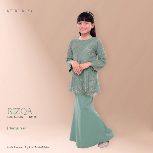 Rizqa Lace Kurung K1114 (DustyGreen) 