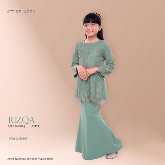 Rizqa Lace Kurung K1114 (DustyGreen)