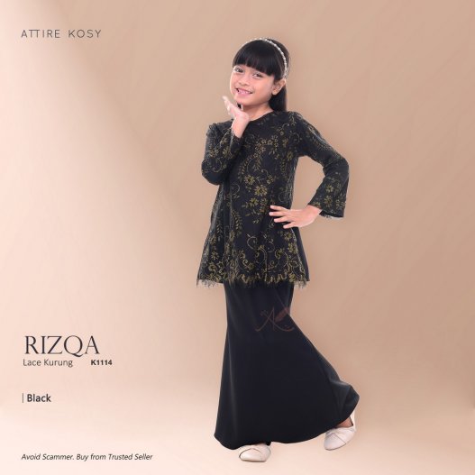 Rizqa Lace Kurung K1114 (Black)