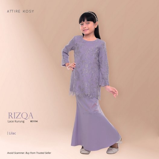 Rizqa Lace Kurung K1114 (Lilac)