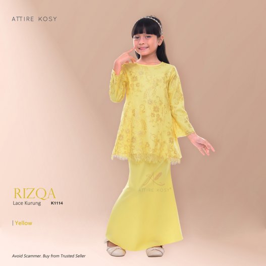 Rizqa Lace Kurung K1114 (Yellow)