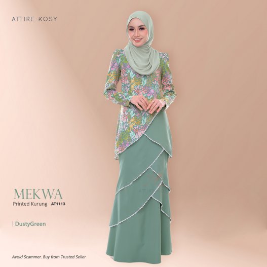 Mekwa Printed Kurung AT1113 (DustyGreen)