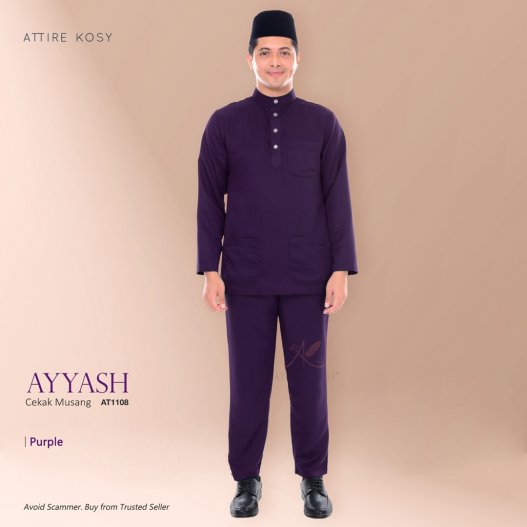 Ayyash Baju Melayu Cekak Musang AT1108  (Purple)