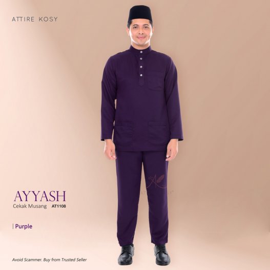 Ayyash Baju Melayu Cekak Musang AT1108  (Purple) 