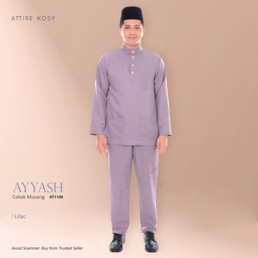 Ayyash Baju Melayu Cekak Musang AT1108  (Lilac)