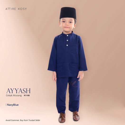 Ayyash Baju Melayu Cekak Musang K1108 (NavyBlue) 