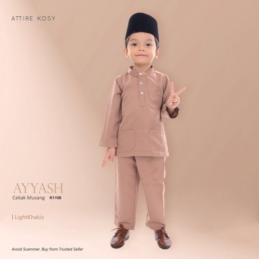 Ayyash Baju Melayu Cekak Musang K1108 (LightKhakis) 