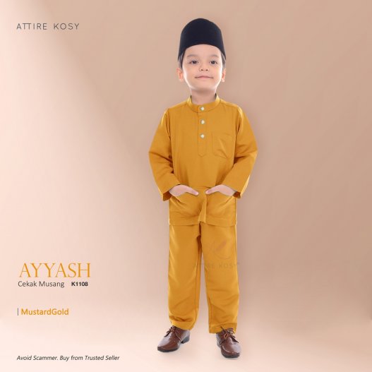 Ayyash Baju Melayu Cekak Musang K1108 (MustardGold)