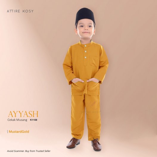 Ayyash Baju Melayu Cekak Musang K1108 (MustardGold)