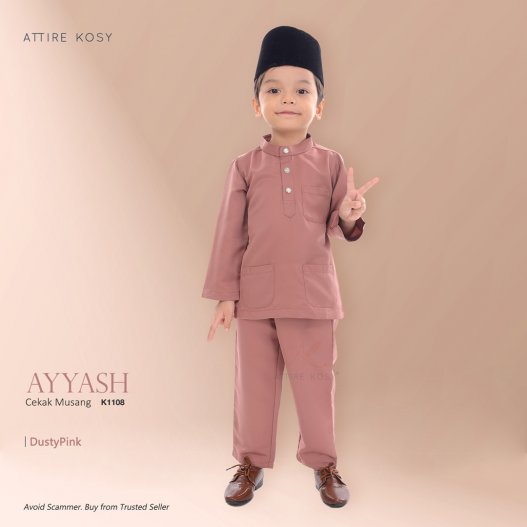 Ayyash Baju Melayu Cekak Musang K1108 (DustyPink) 