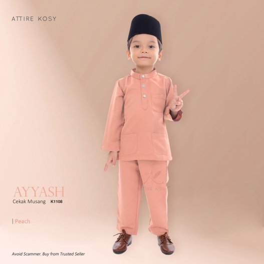 Ayyash Baju Melayu Cekak Musang K1108 (Peach) 