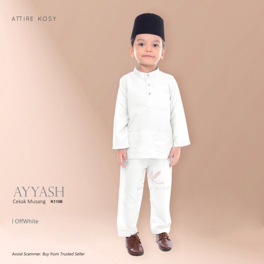 Ayyash Baju Melayu Cekak Musang K1108 (OffWhite) 