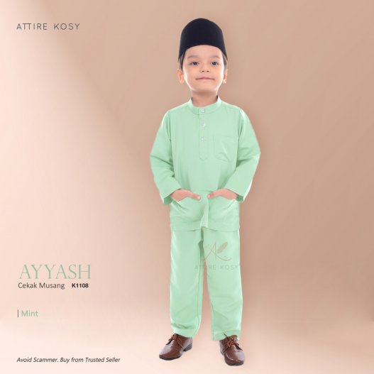 Ayyash Baju Melayu Cekak Musang K1108 (Mint) 