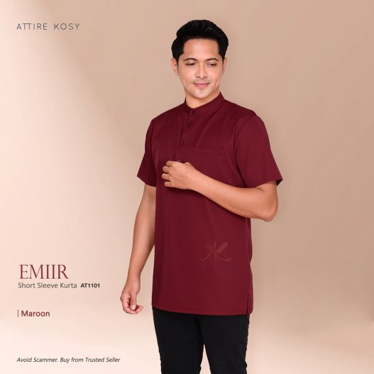 Emiir Short Sleeve Kurta AT1101 (Maroon)