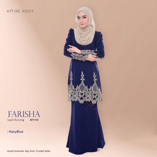 Farisha Lace Kurung AT1115 (NavyBlue) 