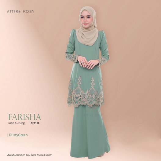 Farisha Lace Kurung AT1115 (DustyGreen) 