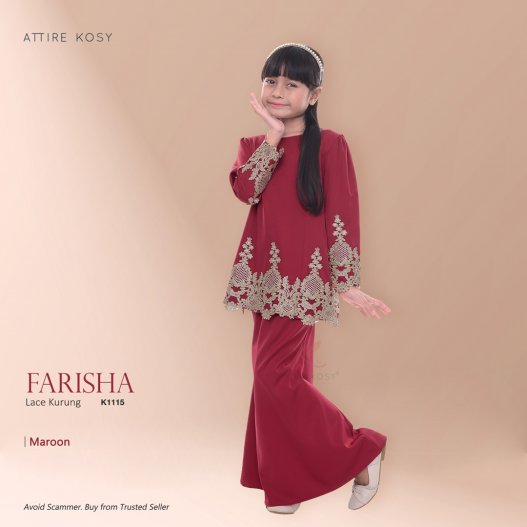 Farisha Lace Kurung K1115 (Maroon)