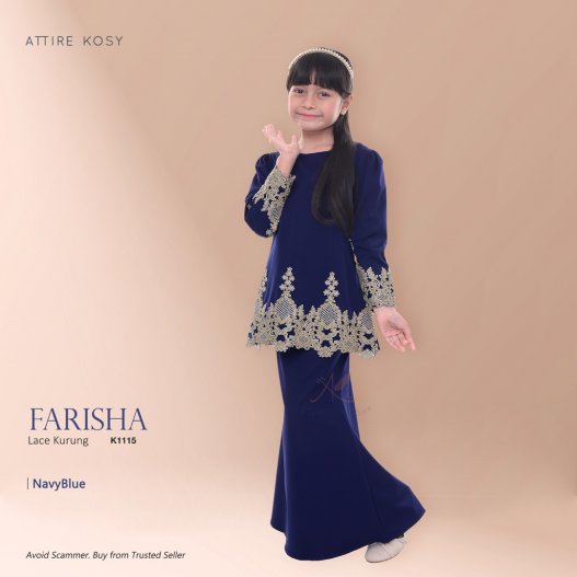 Farisha Lace Kurung K1115 (NavyBlue) 