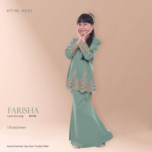 Farisha Lace Kurung K1115 (DustyGreen) 