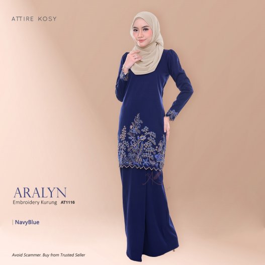 Aralyn Embroidery Kurung AT1116 (NavyBlue) 