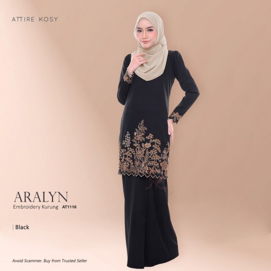 Aralyn Embroidery Kurung AT1116 (Black) 