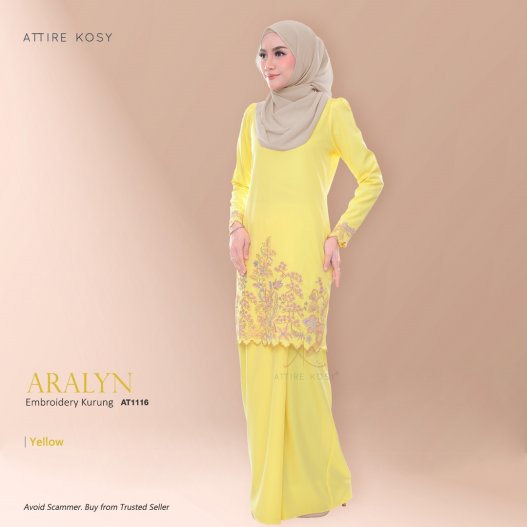 Aralyn Embroidery Kurung AT1116 (Yellow)