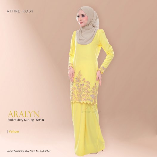 Aralyn Embroidery Kurung AT1116 (Yellow) 