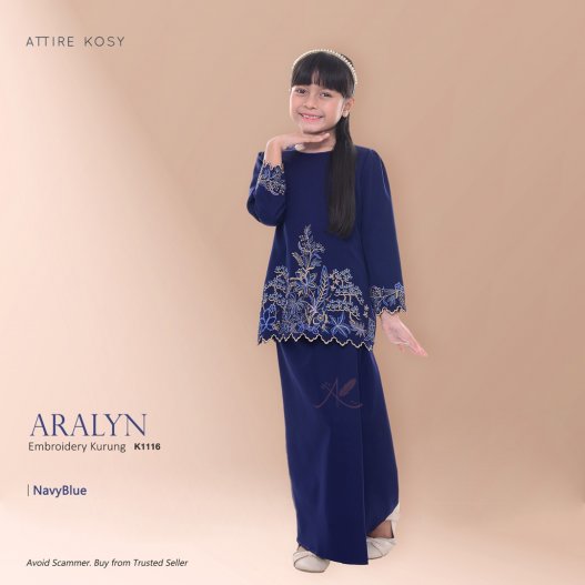 Aralyn Embroidery Kurung K1116 (NavyBlue) 