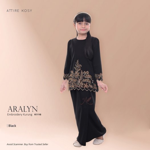 Aralyn Embroidery Kurung K1116 (Black)