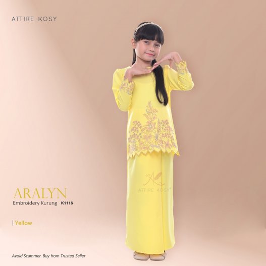 Aralyn Embroidery Kurung K1116 (Yellow)