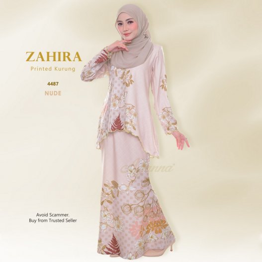 Zahira Printed Kurung 4487 (Nude)