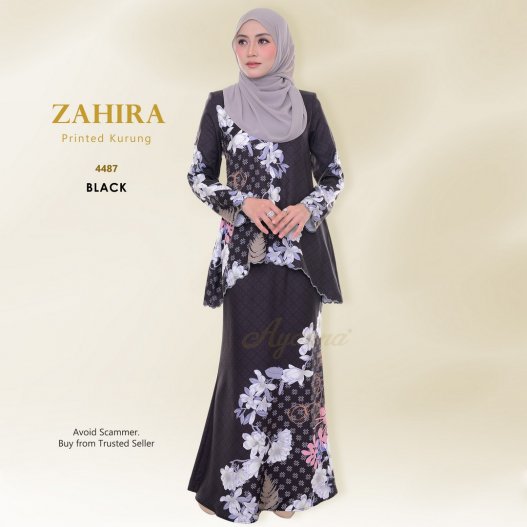 Zahira Printed Kurung 4487 (Black) 