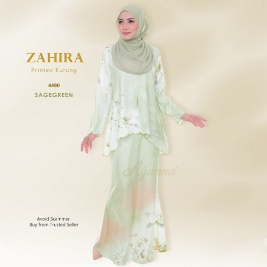 Zahira Printed Kurung 4490 (SageGreen) 