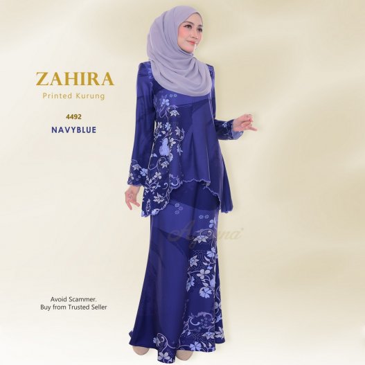 Zahira Printed Kurung 4492 (NavyBlue)