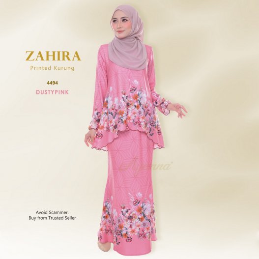 Zahira Printed Kurung 4494 (DustyPink)