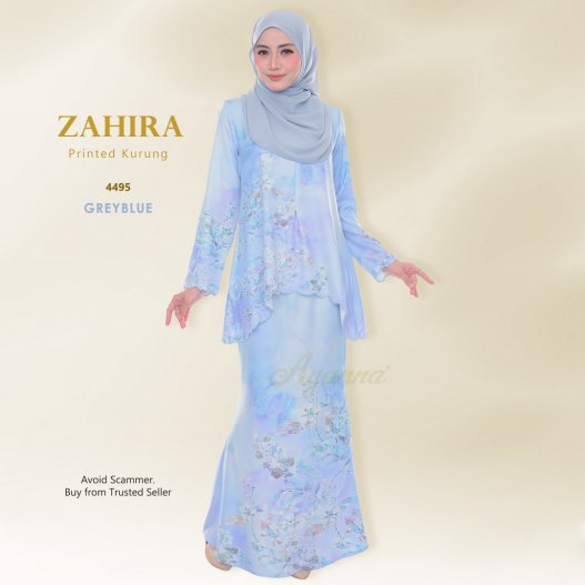 Zahira Printed Kurung 4495 (GreyBlue)