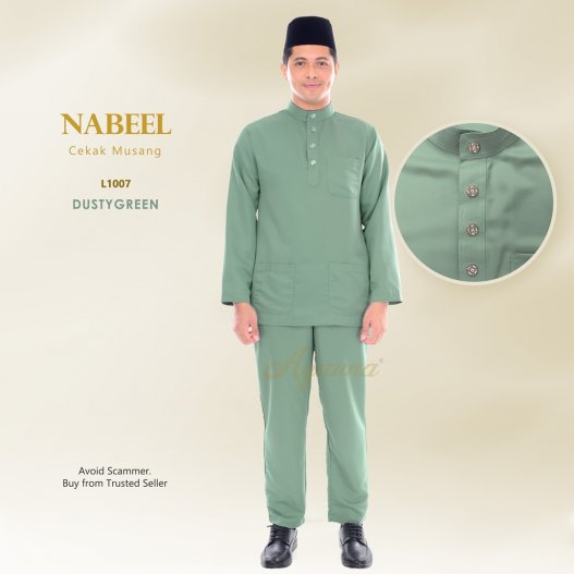 Nabeel Baju Melayu Cekak Musang L1007 (DustyGreen)