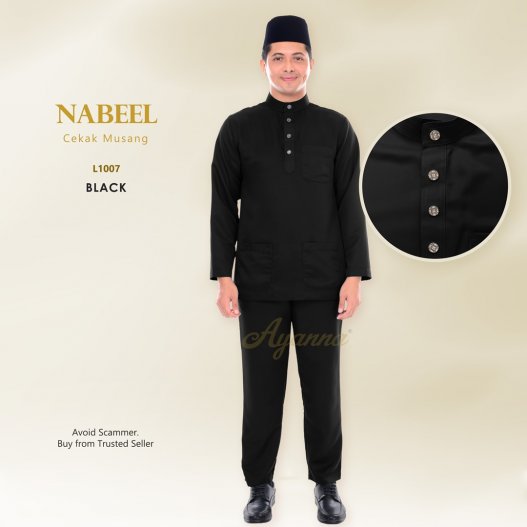 Nabeel Baju Melayu Cekak Musang L1007 (Black)