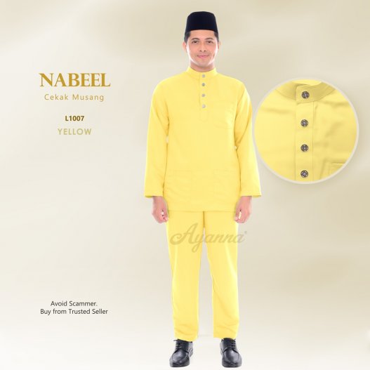 Nabeel Baju Melayu Cekak Musang L1007 (Yellow)