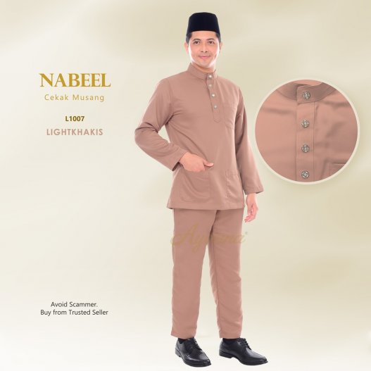 Nabeel Baju Melayu Cekak Musang L1007 (LightKhakis)