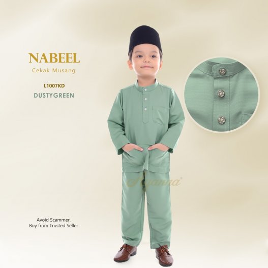Nabeel Baju Melayu Cekak Musang L1007KD (DustyGreen)