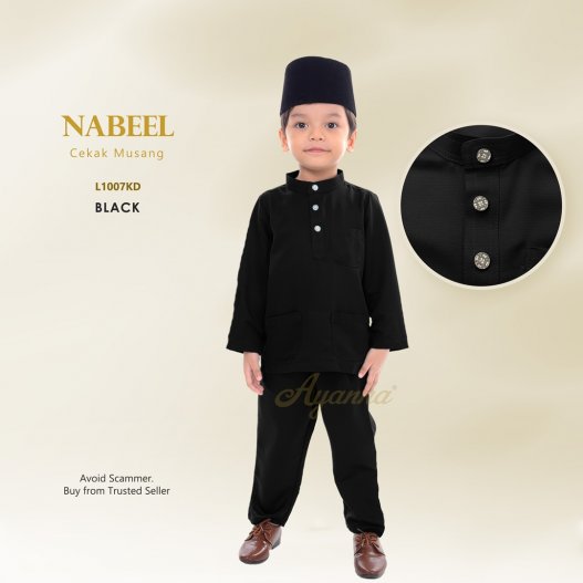 Nabeel Baju Melayu Cekak Musang L1007KD (Black)