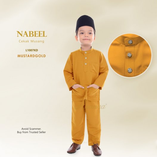 Nabeel Baju Melayu Cekak Musang L1007KD (MustardGold)