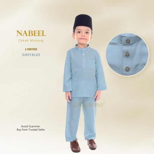 Nabeel Baju Melayu Cekak Musang L1007KD (GreyBlue)