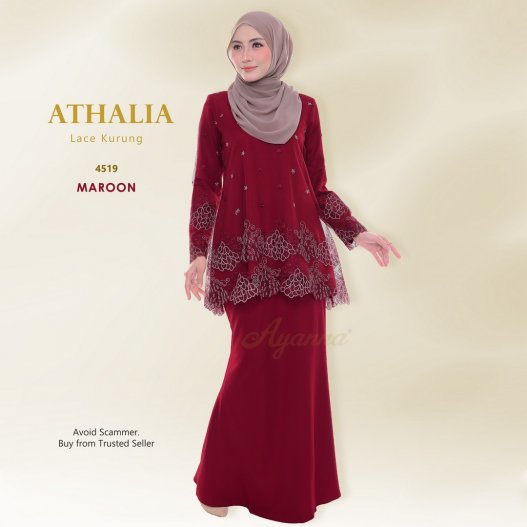 Athalia Lace Kurung 4519 (Maroon)